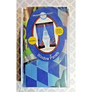 Nintendo Mario Kart Curtains Mario to the Track Window Panels +Ties Wii All Ages
